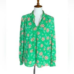 Joie Greenwich green floral peasant blouse Size Medium